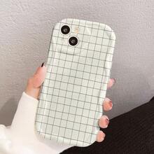 Fanahat-Funda para teléfono: Diseño simple con patrón de cuadros blancos y borde ondulado color crema. Compatible con iPhone 17 - Color mixto 3 - Ver 6