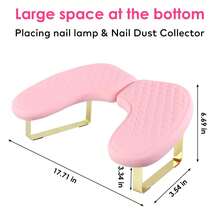 Professional Manicure Hand Pillow, PU Leather Cleanable Non-Slip, High-Density Foam Support, U-Shaped Design For Convenient Nail Lamp Storage, Suitable For Home And Salon, Detachable And Stackable Wrist Pad - Pink - View 8