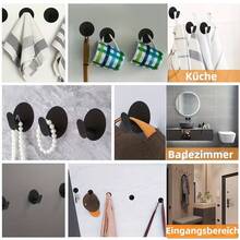 2/6/8pcs Stainless Steel Wall Hooks, No Drill Hanging Racks, Minimalist Black Design, Suitable For Hanging Clothes, Towels, Hats, Keys, Etc. Waterproof And Durable Adhesive Hooks For Bathroom, Kitchen, Living Room - Multicolor - View 7
