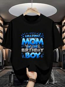 Black T-Shirt With 2D Printed Design Of "Amazing Birthday Mom", Acrylic Hanging Ornament For Celebrations And Family Gatherings, Birthday Gift For Mom - Black - View 8