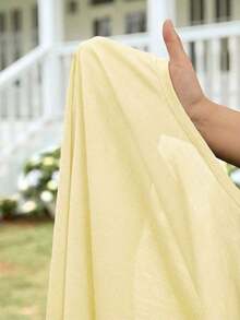 Chaqueta ligera de mujer de unicolor con abertura frontal y manga 3/4 casual - Amarillo claro - Ver 6