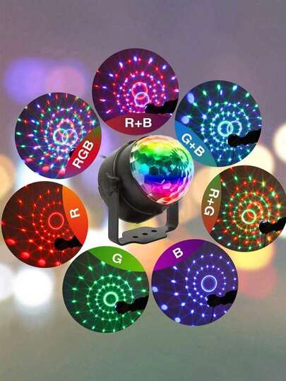 أضواء حفلات LED بريموت كنترول - أضواء DJ ، كرة ديسكو RGB ، ضوء وميض مفعل بالصوت ، 7 أوضاع إضاءة ، مناسبة للرقص المنزلي ، حفلات عيد الميلاد ، الكاريوكي ، الزفاف والنادي الليلي