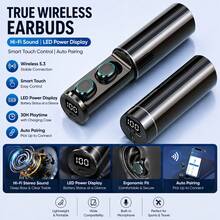 Briame Wireless Bluetooth Earbuds With LED Battery Display, Hi-Fi Stereo Sound Quality, Smart Touch Control, Auto Pairing, Built-In Mic, Lightweight In-Ear Design For Sports, Travel And Daily Use, 300mAh Battery - View 1
