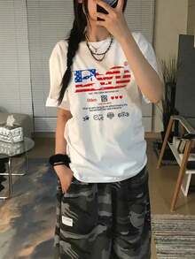 Women's Short-Sleeved T-Shirt, 100% Cotton. Loose, Versatile, And Fashionable Design. Weight: 200g. One-Piece Top. - 白色 3 - 查看 1