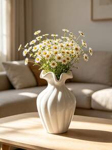2Pcs/1Pc Wave Rim Vertical Ribbed Resin Planter - Light Luxury Ruffled Edge Flower Vase, Nordic Garden & Patio Decor | Home Decor, Room Decor, Boho Decor, Desk Decor, Vintage Decor, Unique Gift, Table Centerpiece, Housewarming Gift - New Model - View 4