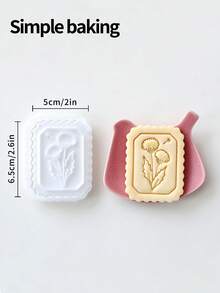 1pc Vintage Photo Frame Flower Cookie Cutter Stamp, 3D Embossed Rose Tulip Lily Daisy Pansy Dandelion Biscuit Mold, DIY Kitchen Baking Supplies & Clay Mold For Birthday Decoration Gift - View 4