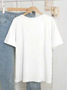 Camiseta de Mujer Casual de Cuello Redondo, Manga Corta, Tejido de Punto, con Estampado Gráfico de Bikini, Ligeramente Elástica - Estilo - Ver 2