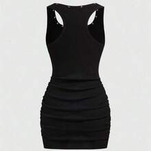 ROMWE Grunge Punk Women's Retro Baddie Unisex Streetwear Casual Star & Rivet Print Bodycon Mini Dress - Blanco - Ver 3