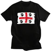 Men's Custom Italian Sardinia T-Shirt, Short Sleeve Shirt With Sardinian Flag, Four Moors, 100% Cotton, By AJsuste Regular - 款式 - 查看 1