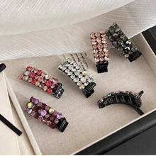 6 piezas de pinzas para el cabello brillantes - Delicadas y pequeñas, adornadas con brillantes de strass - Pinzas para el cabello con strass multicolor adecuadas para peinados diarios - Multicolor - Ver 8
