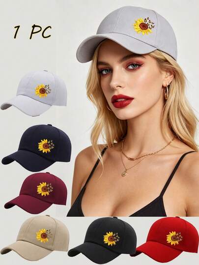 1 Pc Unisex Fashion Sunflower Baseball Cap Adjustable Hat For Women Men Summer Casual Outdoor Spring Autumn Travel Tourism Beach Vacation