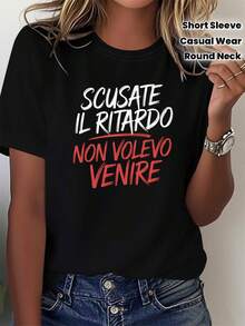 Camiseta unisex de manga corta, para mujerItalianoFraseCamiseta"Scusa"IlRitardoNoQueríaVenLo sientoSoyTardeYoNo lo hizoQuiereaCome-CortoMangaTripulaciónCuelloInformalBlusaSuperiorconItalianoRotulación,PrimaveraVeranoInformalVestimentaAdecuadoparaVerano&PrimaveraConjuntos de ropa deportivahombre, , , Dazymujer,romwehombres, bohochic,maestrasregalos,camisetaparaconjuntos de mujercon curvasparamu,y2k, - Negro - Ver 6