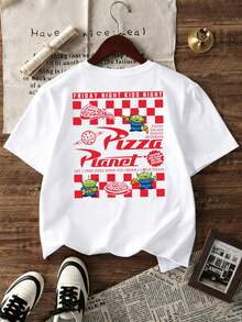 [Authentic] Pizza Planet "Toy Story" Print Disney Boys' Summer Round-Neck Casual T-Shirt-Perfect As A Birthday Gift, Boys' Summer T-Shirt - 白色 - 查看 3