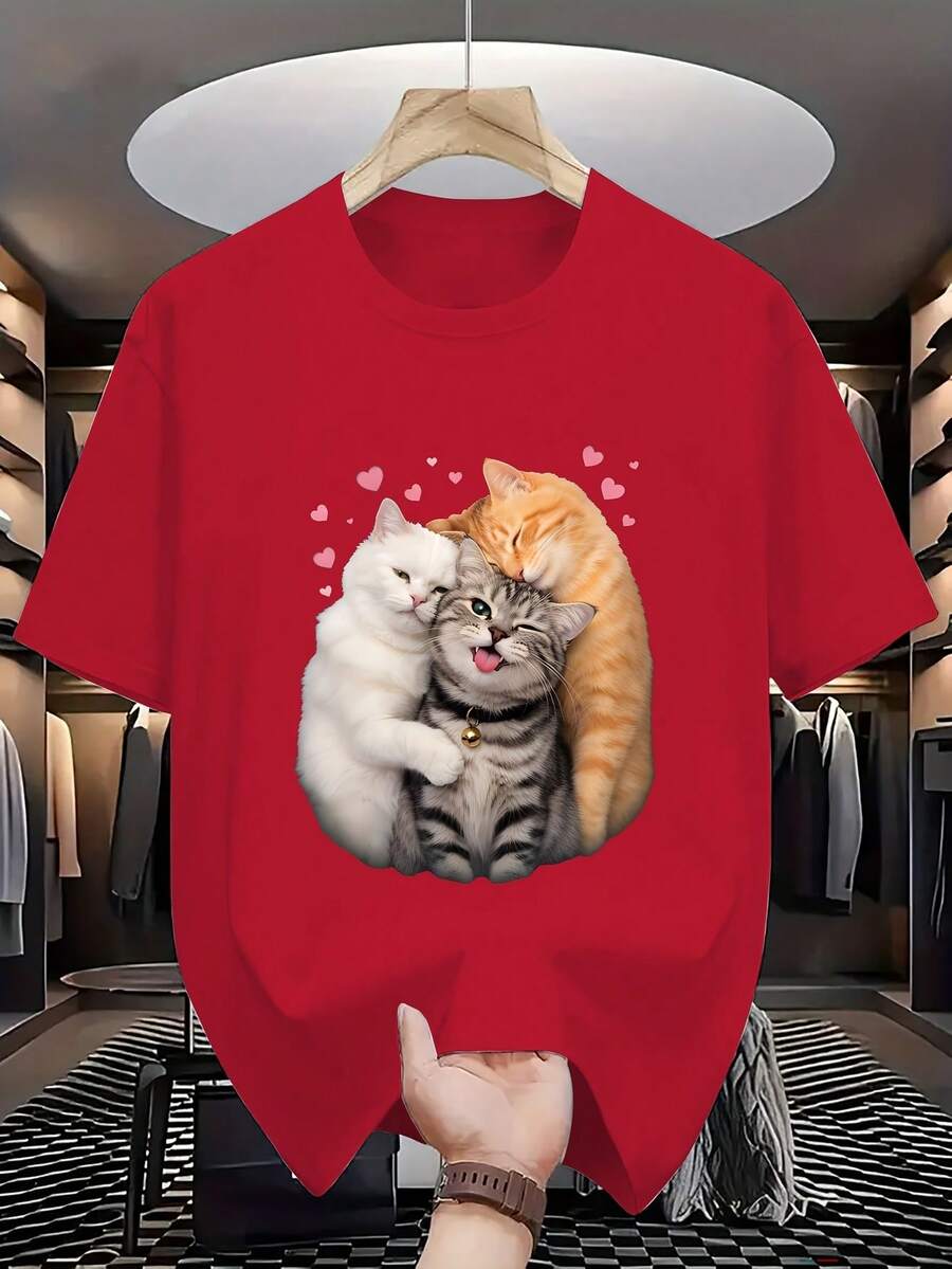 Nueva Camiseta Casual de Algodón Puro de 180g para Hombre 2026 Divertida y Humorística Camiseta Deportiva de Manga Corta para Hombre de Camiseta de Cuello Redondo con Diseño Divertido y Atrevido Ropa para Aniversario Día de San Valentín 2026 playeras de hombre ropa de hombre nacional envio - Rojo - Ver 1