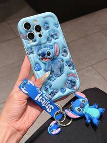 Disney Lilo And Stitch Phone Case : 3D Fluffy Pattern Border Protector Phone Soft Phone Case With A Free Cute Stitch Bracelet Chain Lanyard, Stitch, Lilo, Angel, For Apple 17 Promax 17 Pro 16 15 14 13 12 11 Pro Max XS Max X XR Soft Cover Summer Phone Case - trắng - Xem 3