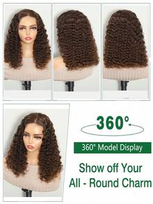 KARLAMI Deep Curly Wig Human Hair 13x4 Wear And Go Glueless Wigs Human Hair Pre Plucked Pre Cut Deep Wave Lace Front Closure Wigs For Women 180 Density Curly Wig Glueless Wear And Go Black 10 12 14 Inch Bob For K Pop, Daily Wear, Parties, Birthdays, Weddings - S4 - View 4