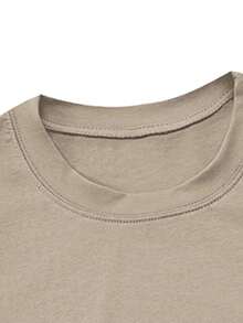 Limited Edition: Men's Casual Short Sleeve T-Shirt - Breathable Summer T-Shirt With "Plan Is No Plans" Graphic Print, Relaxed Fit, Crew Neck, Comfortable For Everyday Wear, Lightweight Cotton - 杏色 - 查看 4