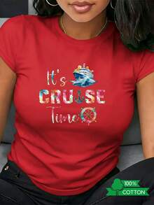 1 camiseta de mujer con cuello redondo, estampado de letras y anime, de diseño sencillo, cómoda y transpirable, adecuada para el uso diario informal, que muestra un estilo veraniego refrescante, imprescindible para fiestas, envío local. - Blanco - Ver 7