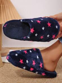 Indoor Soft Plush Heart-Shaped Pattern Memory Foam Footwear For Women Cozy Fuzzy Slippers House Slippers Winter Warm Cotton Shoes - Navy Blue - View 5