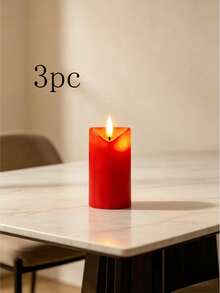 3 chiếc nến điện tử LED hình trái tim màu đỏ, đèn nến không lửa với hiệu ứng nhấp nháy chân thực, đèn chiếu sáng tạo không khí ấm cúng bằng pin cho Ngày Valentine, đám cưới, trang trí tiệc. - Nến hình trái tim - Xem 6