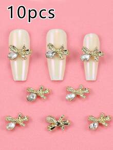 10pcs Nail Art Nail Charm Nail Accessories Y2K Exquisite Luxury Sweet Style Bow Shaped Pink Nail Gem Nail Accessories DIY Nail Accessories Suitable For Nail Salons, Phone Cases, Clothes, Bags, Shoes, As Well As Daily Life And Holiday Parties Nail Charms - Multicolor - View 12