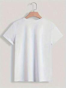 Women's Casual T-Shirt - Short Sleeve Casual T-Shirt With Vibrant Orange Citrus Fruit Print And "Palermo 757 Italy Sicilia" Text, Breathable, Medium Stretch, Crew Neck, Summer Top, Machine Washable, Regular Fit, 100% Cotton, Durable - 白色 - 查看 2