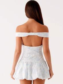Women Bodycon Dresses Summer Off Shoulder Dress for Party Vacation - Azul - Ver 2