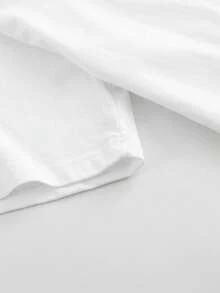 Women's Round Neck T-Shirt With Anime Letter Print, Simple Design, Comfortable And Breathable, Suitable For Casual Daily Wear, Showing A Natural And Elegant Style, A Must-Have For Summer Parties, Local Delivery. - 白色 - 查看 4