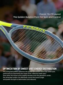 SALYWEE Power Tennis Racket, Composite Carbon Fiber, 102 Sq.In. Head Size, 16x19 String Pattern, One-Piece Molding Frame, Lightweight 310±5g Unstrung, 330mm Balance, Modern High-Tech Shock Absorbing Design, Sports Gears For Intermediate & Competitive Play - Multicolor - View 5