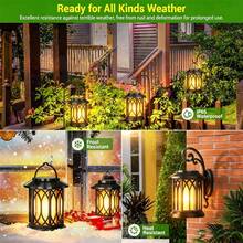 Four Hanging Solar Lights For Outdoor Use Upgraded Flickering Flame Solar Lights Outdoor Waterproof Design Hanging Lantern Decorations Solar Lanterns For Yard, Patio, And Pathway Decor Christmas Decorations (Black) - one-size - View 7