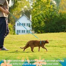 Adjustable Escape-Proof Cat Vest Harness And Leash Set, Soft And Comfortable, Lightweight And Easy To Use, Suitable For Small/Medium/Large Cats - Multicolor - View 7