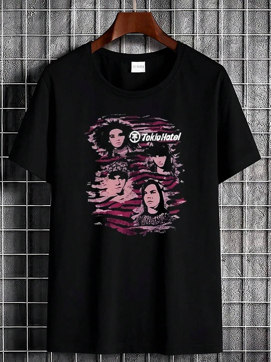 This Unisex Tokyo Hotel Band T-Shirt Is Perfect For Men And Women. Soft And Versatile, It's An Essential For Year-Round Casual Wear, Suitable For Any Occasion. An Affordable Everyday Essential, It Makes The Perfect Christmas Gift For Fans And Friends. With Its Crisp, Streamlined Cut, This Garment Creates A Clean And Vibrant Look. Its Relaxed Yet Flattering Silhouette Suits All Body Types, Offering A Style That's Both Casual And Sophisticated. - 黑色 - 查看 1