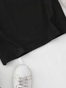 Fun Short Sleeve T-Shirt With Floral And Botanical Print - Vibrant And Fresh Black Roses - Casual And Sporty Style For Women, Energetic Anime Fashion, Unique And Comfortable Round Neck Design, Great Gift, Breathable, Sweat-Absorbent, Lightweight And Soft, Printed Sports T-Shirt - 黑色 - 查看 4
