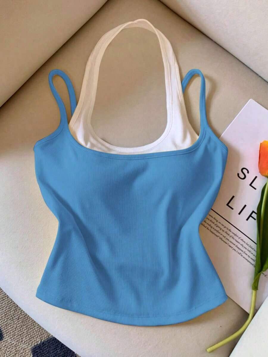 Top sin mangas de color contrastante, casual y de moda para el verano - Multicolor 5 - Ver 1
