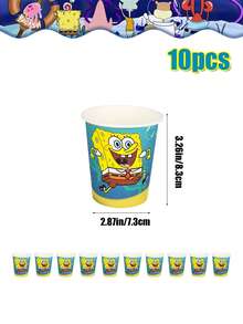 SpongeBob SquarePants SquarePants Series Birthday Party Set - Cartoon-Printed Triangular Flags, Dinner Plates, Paper Cups, Knives And Forks, Napkins, Tablecloth - All Included For A Complete Birthday Party Decoration Kit - Multiple Styles - View 21