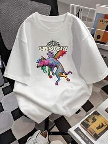 Colorful Figure Of A Winged Mythical Creature Symbolizing Freedom And Creative Energy With Vibrant Mexican Art Details. Comfortable Casual Women's T-Shirt For Everyday Wear, Modern And Expressive. - 白色 - 查看 2