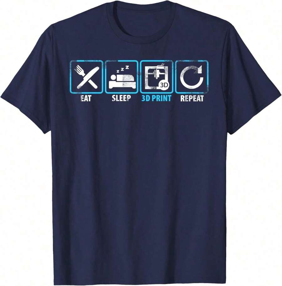 Camiseta de Regalo Tecnológico para Impresora 3D: Come, Duerme, Imprime 3D, Repite Filamento 4I9U - Blanco - Ver 1