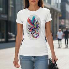Camiseta Surrealista de Op Art Vibrante con Diseño de Alebrije Fundido Psicodélico - Blanco - Ver 1