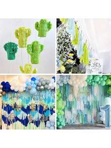 Set de 5 cintas de gasa verde oliva y marrón, decoración bohemia para bodas y fiestas, decoración de pared interior, eventos de celebración, cumpleaños, bodas, compromisos, aniversarios, graduaciones, decoración de fiestas de verano - Multicolor - Ver 6