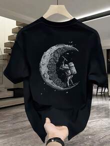 New Women's Short-Sleeved T-Shirt, 180g, 100% Cotton - Versatile Casual T-Shirt With Summer Print For Men - Summer Print T-Shirt For Couples - Unisex - Holiday Gift - 黑色 - 查看 11