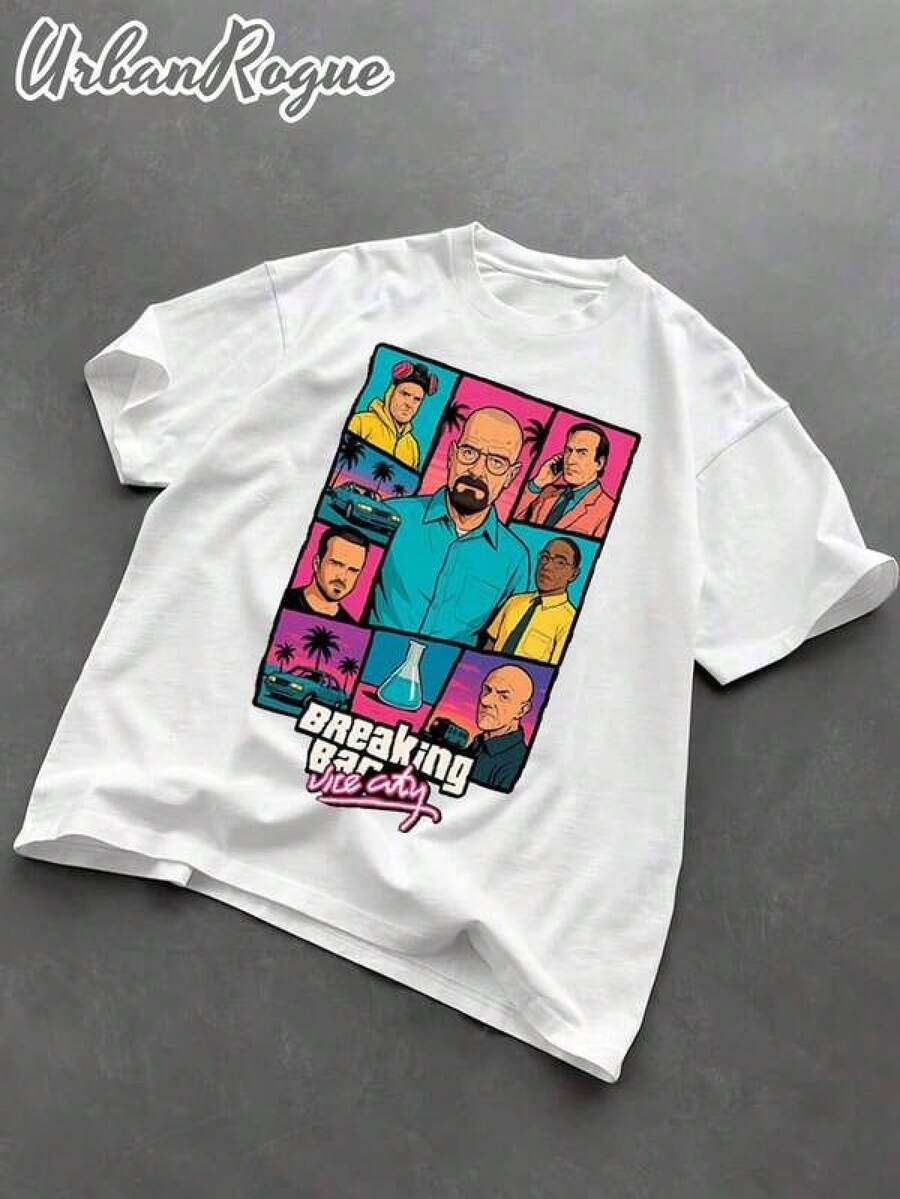 Camiseta para Hombre Casual y Moderna con Estampado de Serie de TV Estilo Pop Art | Ropa de Hombre con Estilo Playeras Sudaderas y Camisas Cómodas | Ideal para Uso Diario Trabajo y Salidas | Fácil de combinar muestra tu estilo - Negro - Ver 1