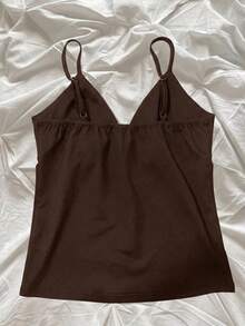 Hibiscus Flower Printed Casual Sleeveless Cami Top, Summer Tops, Beach Outfits For Women - Coffee Brown - View 3