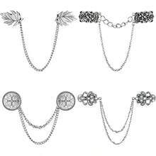 1 buah/7 buah Set Bros Jepit Sweater, Jepit Kerah Sweater Vintage dengan Rantai Rumbai, Jepit Kerah Kemeja Anti Selip, Jepit Kardigan Berhiaskan Berlian Imitasi - Antique Silver - View 18