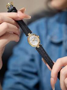 LIANDU 1 pieza Reloj de pulsera elegante para mujer, uso diario, moda de negocios casual, estilo lujoso elegante minimalista, adecuado para fiesta de vacaciones, regalo de aniversario para la familia o para ti misma - Negro - Ver 7