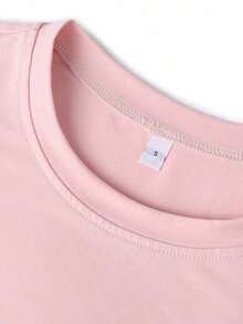 1 Women's Summer T-Shirt, Loose Fit, Round Neck, Short Sleeve, Striped Print With The Phrase "MORE LOVE PLEASE", Suitable For Parties, Holidays, Office, Daily Wear, Dates, Meetings, Streetwear, A Casual Summer Basic. - 糖果粉紅色 - 查看 6