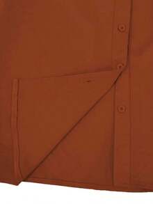 Blusa de manga larga con cuello en V de unicolor para mujer, elegante y esencial para el trayecto de primavera - Marrón - Ver 5