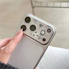 Película protectora de lente para teléfono Apple 18Pro, 18Promax, 17 Promax + Pegatina decorativa de oso lindo DIY Material base de película protectora de cámara - Corazón de metal - Ver 4