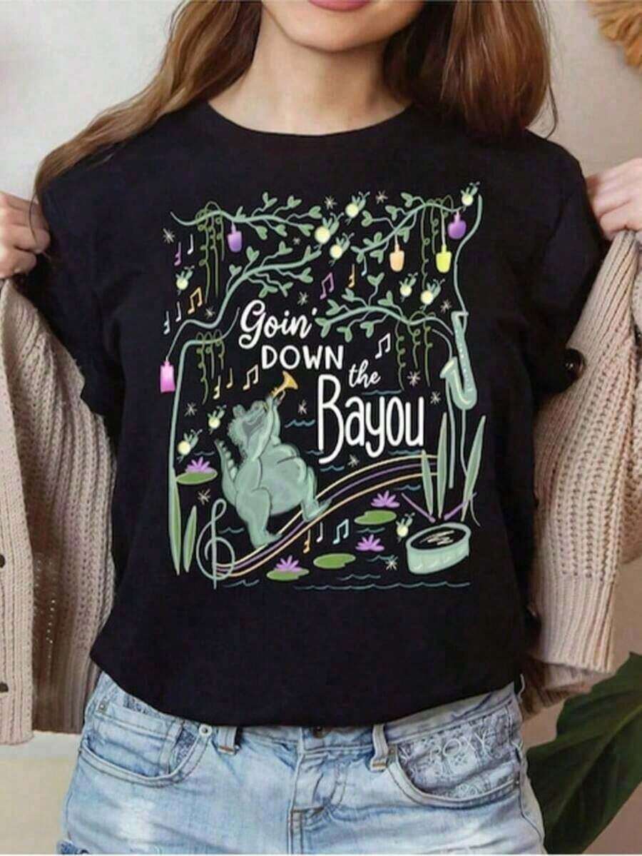 1 Piece Bayou Adventure T-Shirt, Goin' Down The Bayou T-Shirt, Princess Tiana's Bayou Adventure Ride T-Shirt, Magic Kingdom Sweatshirt, 180g 100% Cotton - 7 - 查看 1