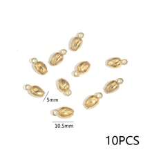 10 chiếc mặt dây chuyền hình nụ sen mạ vàng 18K bằng thép không gỉ 304, hạt mặt dây chuyền hình hoa 3D để tự làm trang sức. - mặt dây chuyền - Xem 8