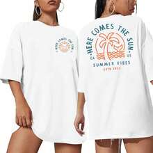 Camisetas Extra Grandes ASTANFY para Mujer: Camiseta 'Deserve Day', Camisetas Divertidas con Esqueletos, Camisetas Gráficas Casuales Extra Grandes ACXP - Blanco - Ver 1